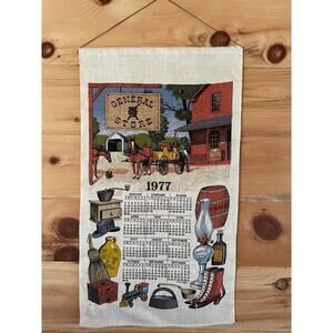 Beautiful Vintage 1977Calendar Tea Towel/Wall Hanger.General Store.Horse Country